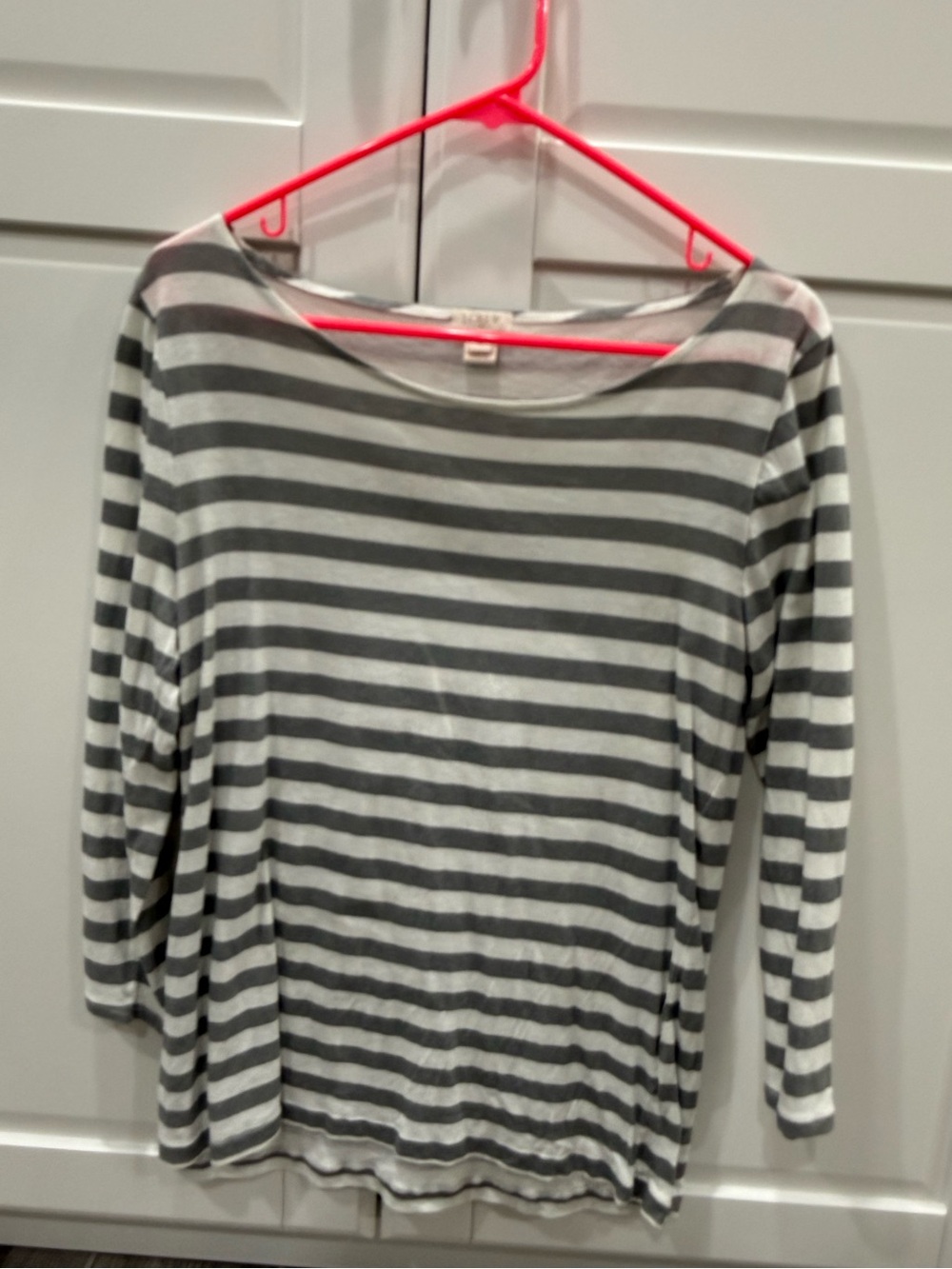 J. Crew Gray & White Striped Long Sleeve Top